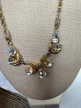 Vintage Bogoff Gold Tone Rhinestone Necklace
